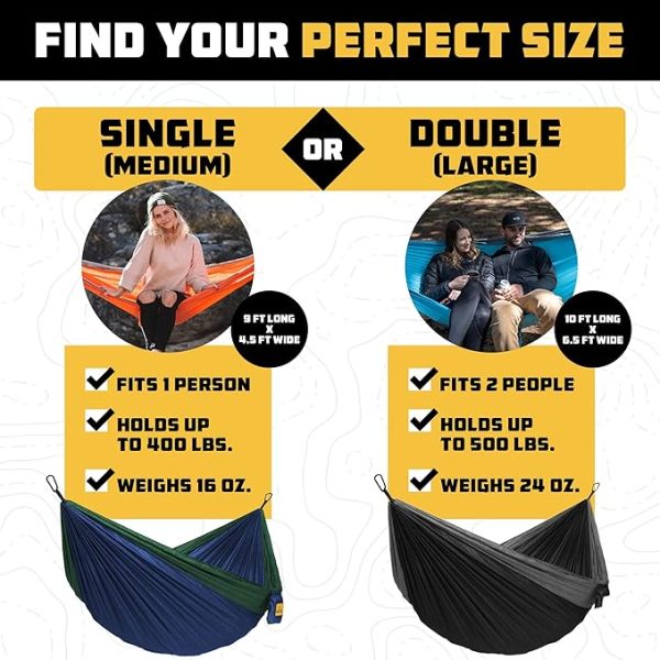 Wise Owl Outfitters Hammock for Camping Hammocks Gear for The Outdoors Backpacking Survival or Travel - Portable Lightweight Parachute Nylon - Up to 500lbs - Image 5