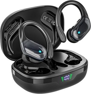 Wireless Earbuds Bluetooth Headphones 80hrs Playback Ear Buds Power Display with Noise Canceling Mic Headsets for Sports/Workout/Running Black