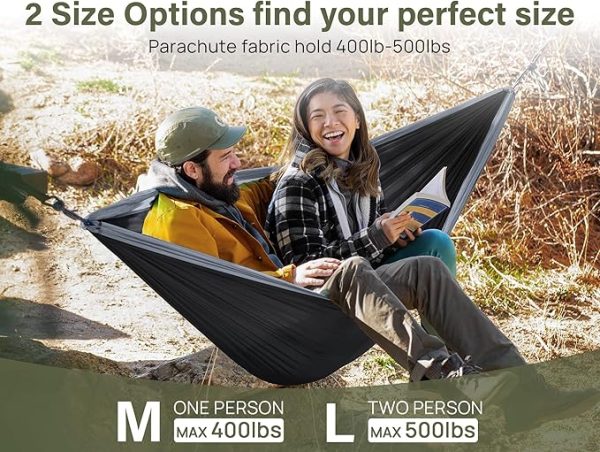 Kootek Camping Hammock, Camping Essentials, Lightweight Portable Double & Single Hammock with Tree Straps, Camping Gear for Outside Hiking Camping Beach Backpack Travel - Image 5